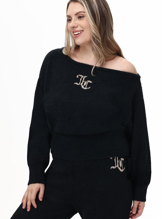 Plus-Size Off The Shoulder Eyelash Pullover Best Buy