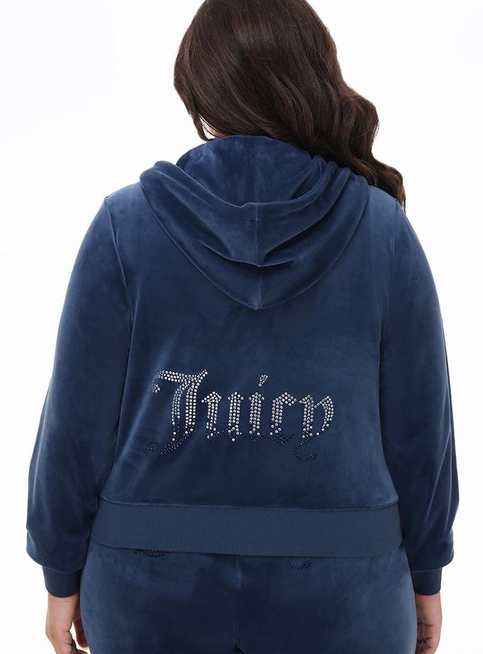 Plus-Size Ombre Big Bling Velour Hoodie For Sale