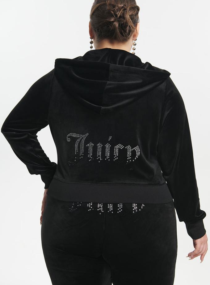 Plus-Size Ombre Big Bling Velour Hoodie New Arrival