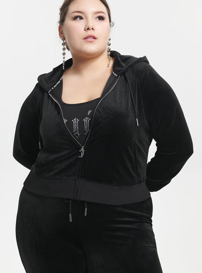 Plus-Size Ombre Big Bling Velour Hoodie New Arrival