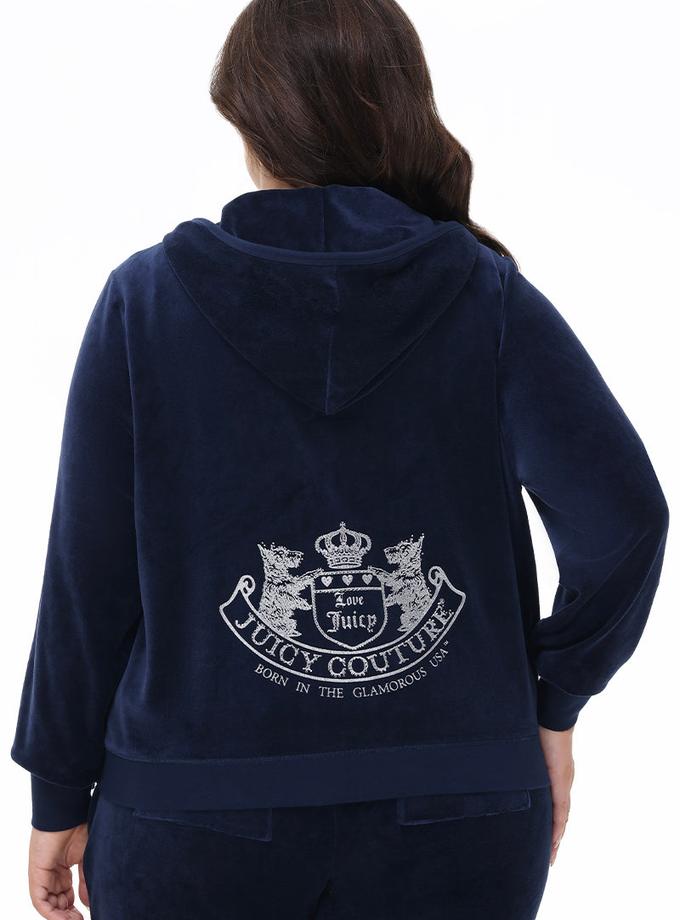 Plus-Size Scottie Cotton Velour Hoodie High Quality