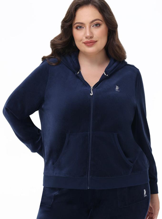 Plus-Size Scottie Cotton Velour Hoodie High Quality