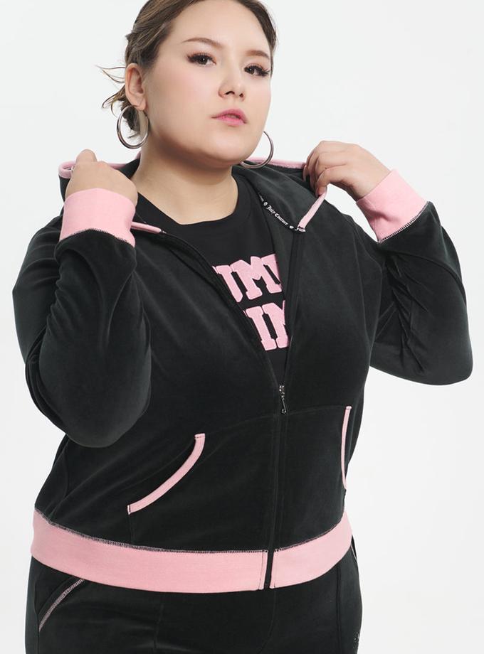 Plus-Size Sweetheart Cotton Velour Hoodie On Sale