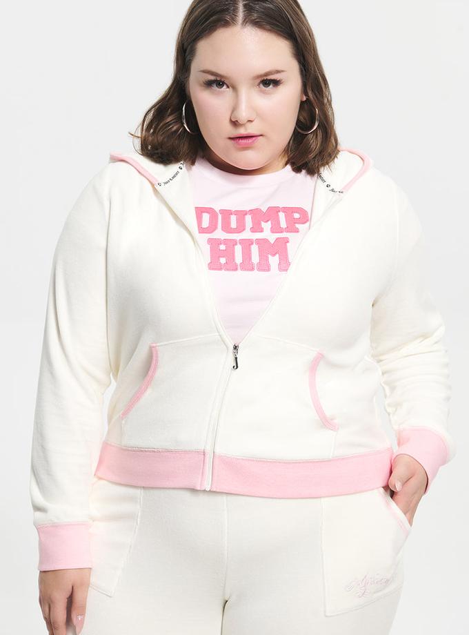 Plus-Size Sweetheart Cotton Velour Hoodie Same Day Delivery