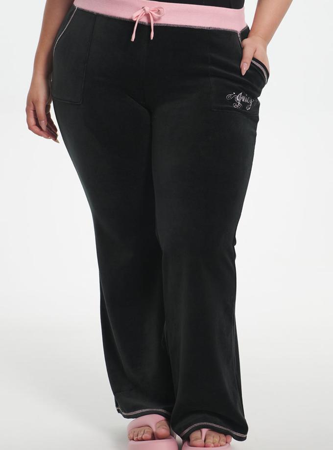 Plus-Size Sweetheart Cotton Velour Track Pants Same Day Delivery