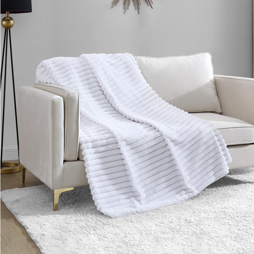 Ribbed Faux Fur Throw Blanket Best Seller