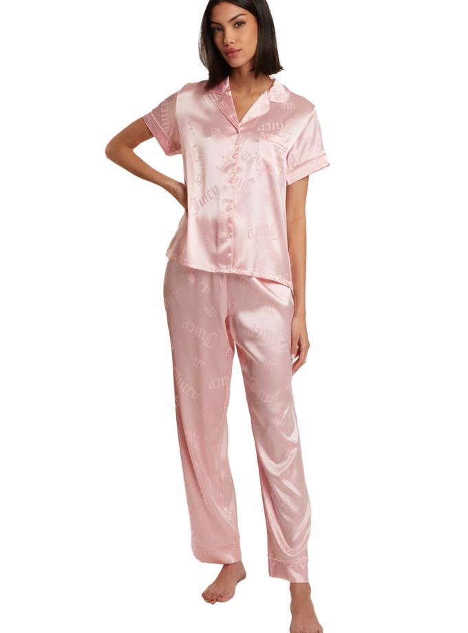 Satin Short Sleeve Notch Collar PJ Set Same Day Delivery