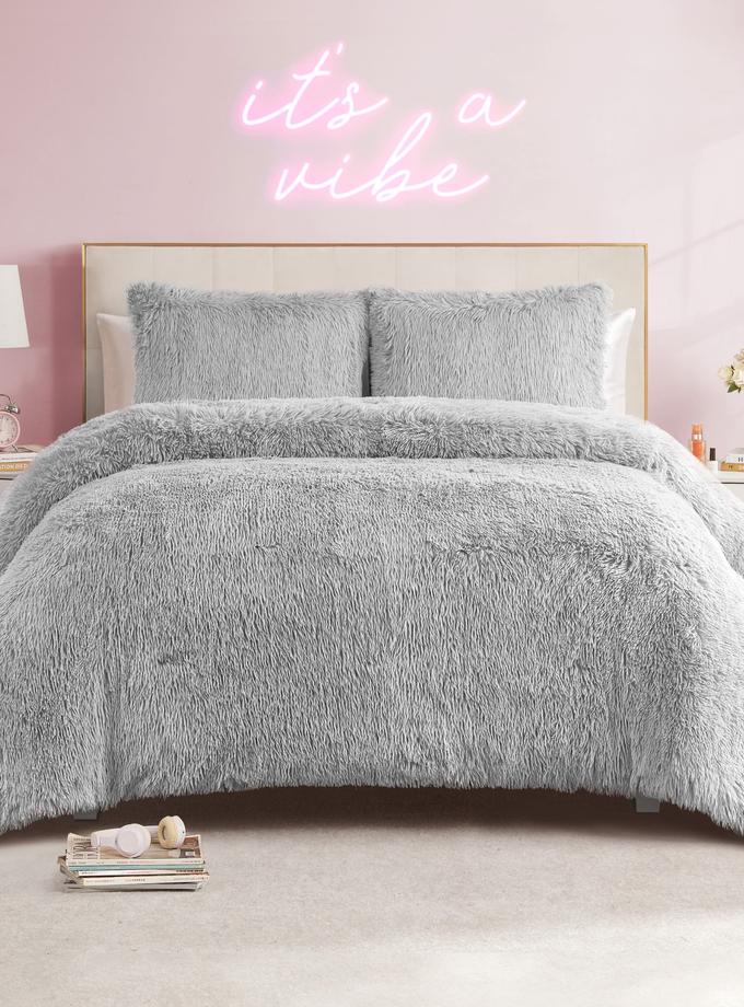 Shaggy Faux Fur Comforter Set For Sale