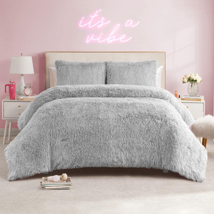 Shaggy Faux Fur Comforter Set For Sale