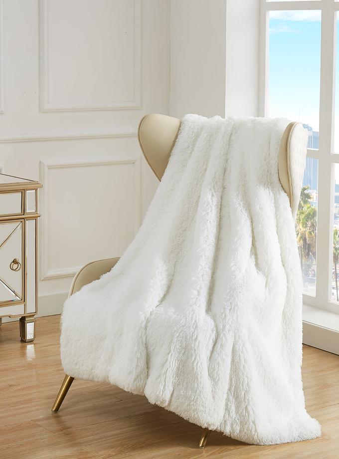 Shaggy Faux Fur Plush Blanket For Sale