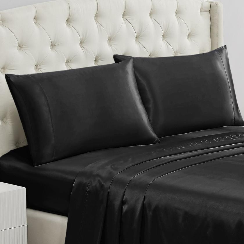 Solid Satin Pillow Case Set Free shipping