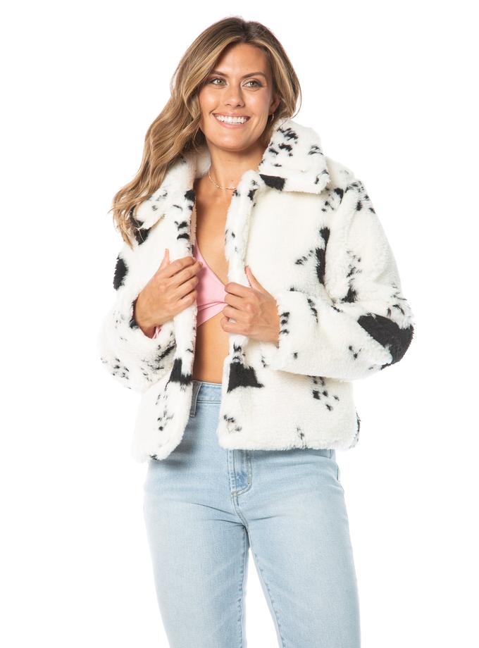 Spotted Faux Sherpa Jacket For Sale