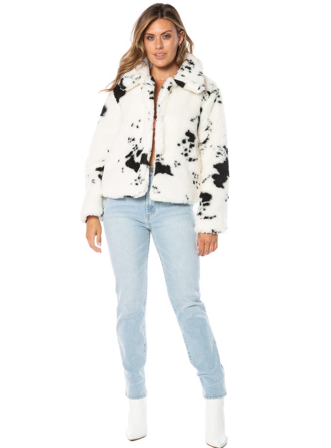 Spotted Faux Sherpa Jacket For Sale