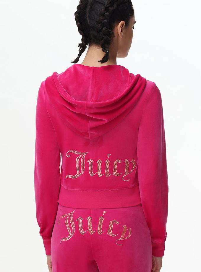 Technicolor Big Bling Velour Hoodie On Sale