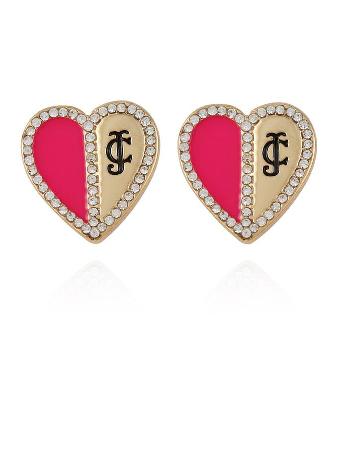 Twotone Heart Stud Earrings For Sale