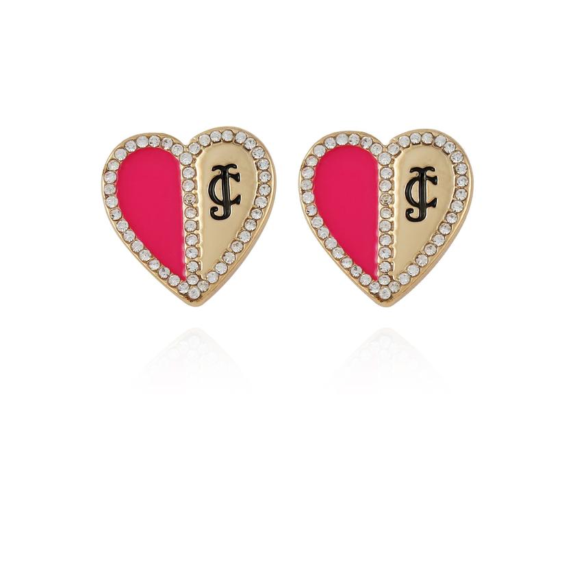 Twotone Heart Stud Earrings For Sale