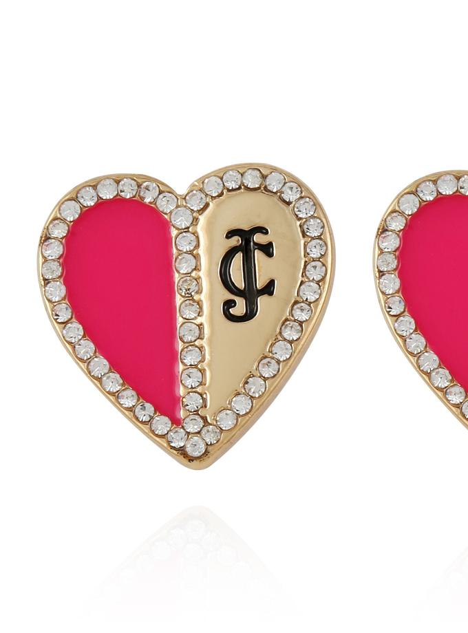 Twotone Heart Stud Earrings For Sale