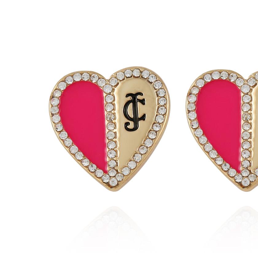 Twotone Heart Stud Earrings For Sale