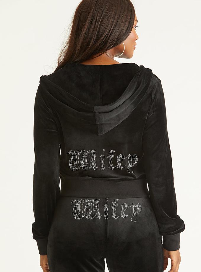 Wifey Big Bling Velour Hoodie Free shipping